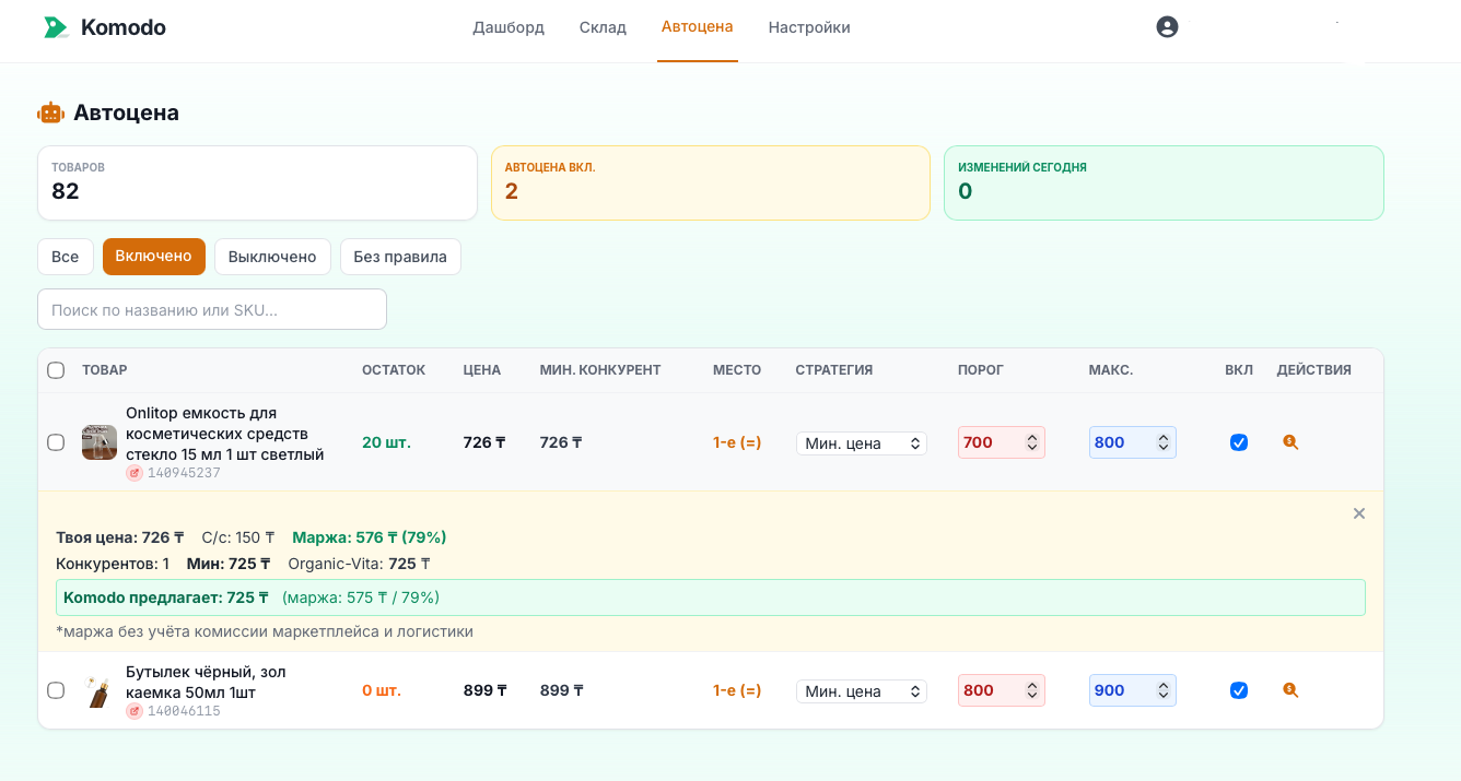 Автоцена Komodo